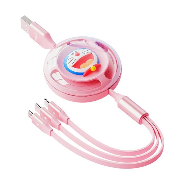 Rock - Doraemon A To L+M+C 3.5A Retractable Data Cable 1.1M