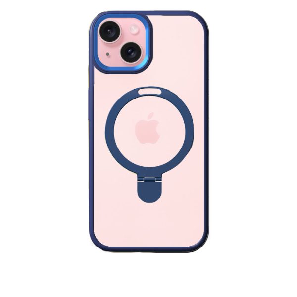 Case Mipow Magsafe Stand 2 In 1 Transparent For iPhone 15 6.1 Inch - Blue