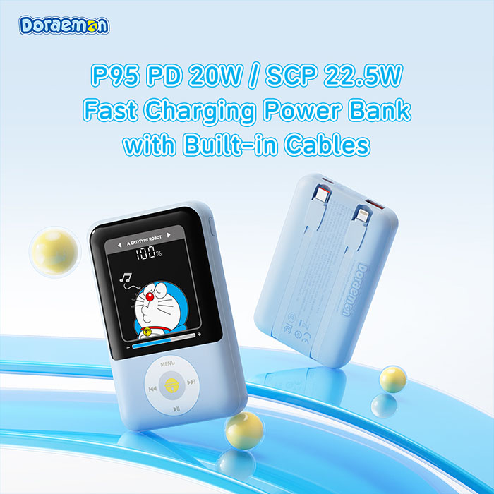 Rock - Doraemon P95 With Dual- Wire Pd 22.5W Fast Charging Mobile - 10000MAH - Ảnh 3