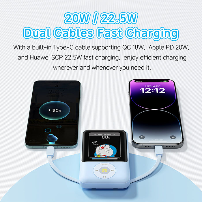 Rock - Doraemon P95 With Dual- Wire Pd 22.5W Fast Charging Mobile - 10000MAH - Ảnh 6